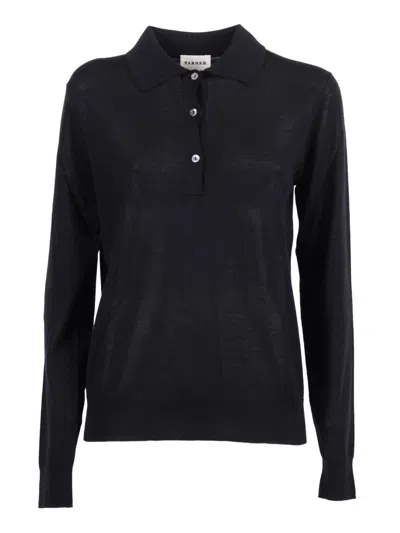 P.a.r.o.s.h Long-sleeve Polo With Classic Collar And Tailored Fit In Black