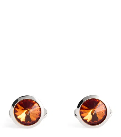 Giorgio Armani Sterling Silver Embellished Cufflinks In Brown