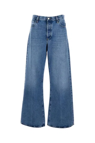 Frame Denim Pixie Easy Lucite Wide Flare Jean In Blue