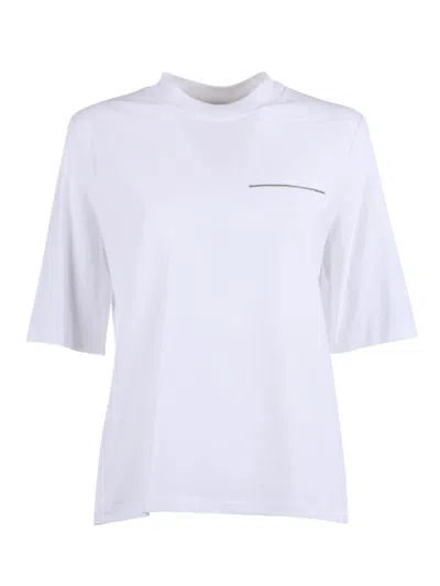 Peserico Boxy White Blouse With Subtle Chest Detail In White