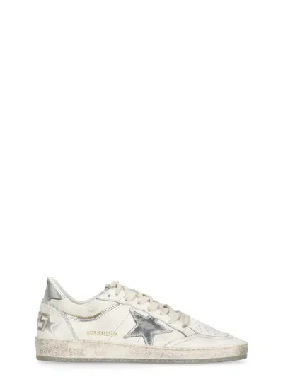Golden Goose Ball Star Sneakers In Vintage Effect Leather With Silver Star And Heel Tab In Multi