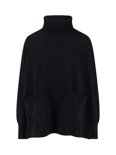 Ma'ry'ya High-neck Cashmere And Virgin Wool Sweater With Ribbed Finishes In Black