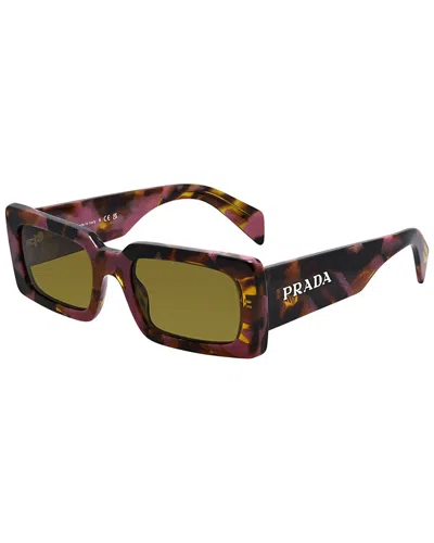 Prada Dark Brown Rectangular Ladies Sunglasses Pr A07s 18n01t 52-x In Brown
