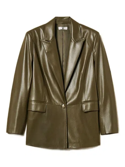 Twinset U&b Tailored Green Jacket With Structured Silhouette In Green