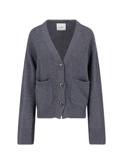Lisa Yang V-neck Knit Cardigan With Front Buttons In Gray