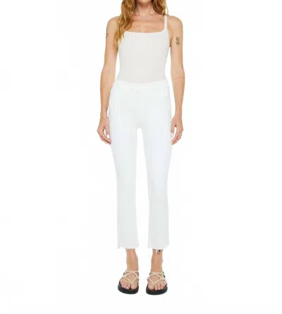 Mother The Insider High Rise Crop Step Fray Bootcut Jeans In Cream Puff In White