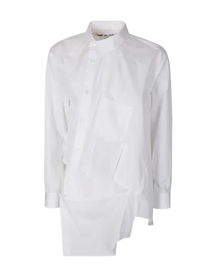 Comme Des Garçons Avant-garde Asymmetrical Shirt With Cutout In White