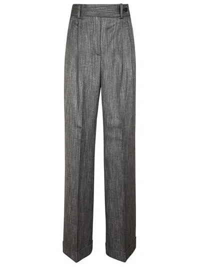 Alberta Ferretti Tailored Straight-leg Trousers With Subtle Pinstripe Pattern In Gray
