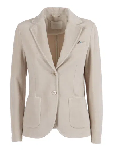 Circolo 1901 Tailored Slim Fit Jacket With Notched Lapel And Buttoned Cuffs In Neutral