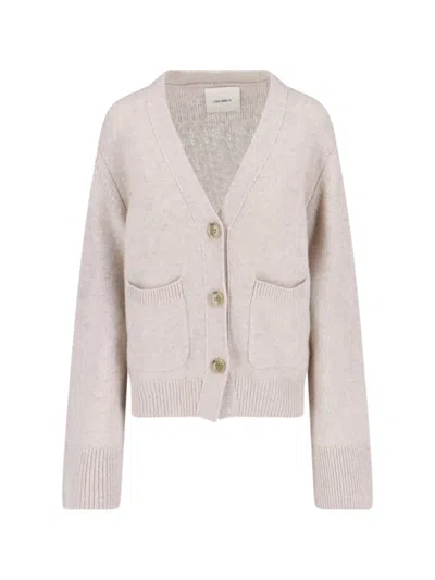 Lisa Yang Button-down Knit Cardigan With V-neckline In Neutral