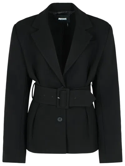 Rotate Birger Christensen Black Single-breasted Jacket With Belt In Black