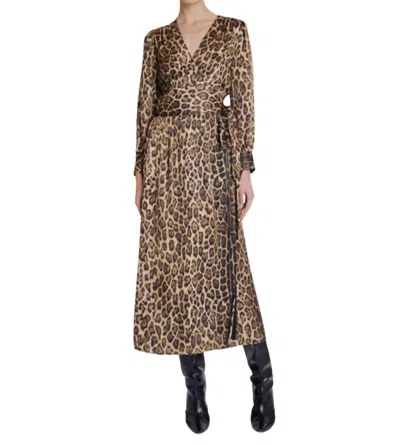 Berenice Rita Robe Longue Dress In Leopard Print In Blue