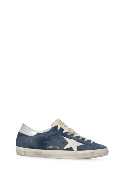 Golden Goose Sneakers Low-top Super-star In Suede In Blue