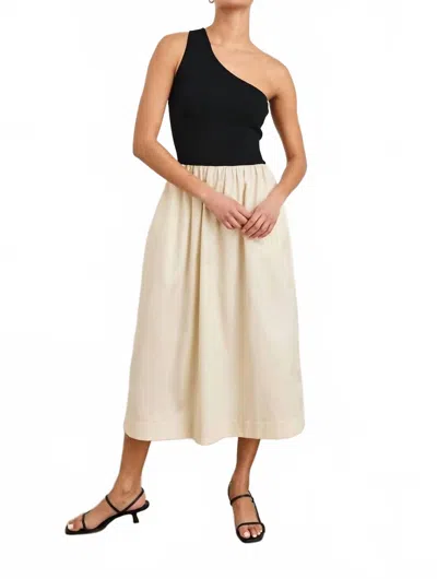 Rails Anita One-shoulder Colorblock Mixed Media Midi Dress In White