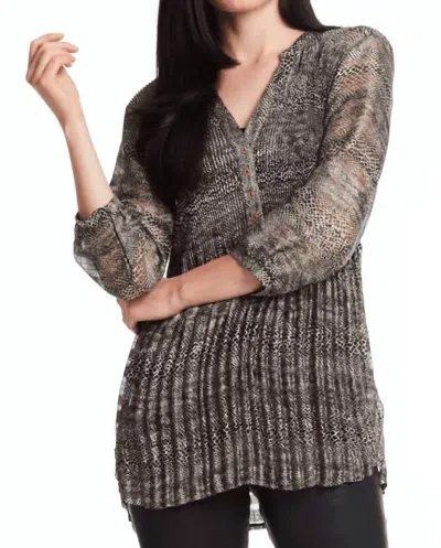 Alberto Makali V-neck Crinkle Top In Python In Brown