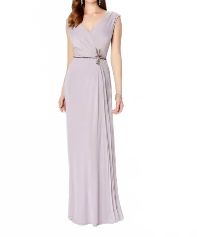 Montage By Mon Cheri Cap Sleeve A-line Gown In Light Miink In Purple