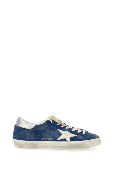 Golden Goose Sneakers Low-top Super-star In Suede In Blue