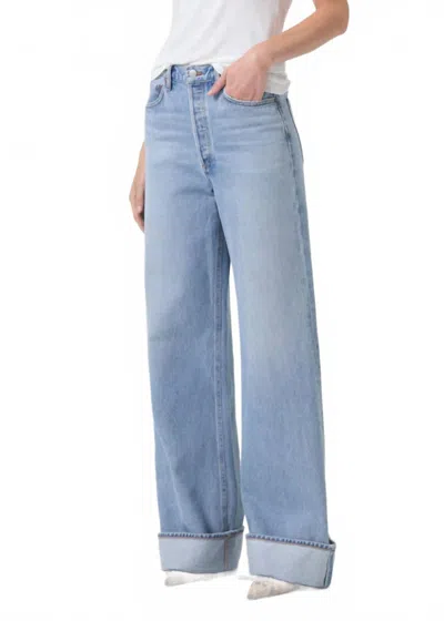 Agolde Dame High Rise Wide Leg Jeans In Showdown In Animal Print