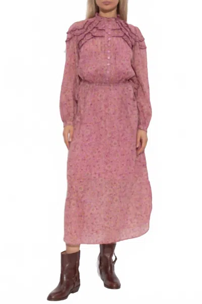 Isabel Marant Ruffled Print Long Skirt In Pink