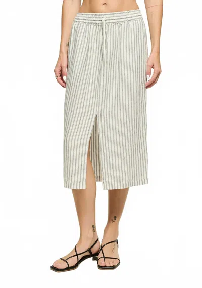 Nation Ltd Maisie Midi Skirt In Linen Stripe In Multi
