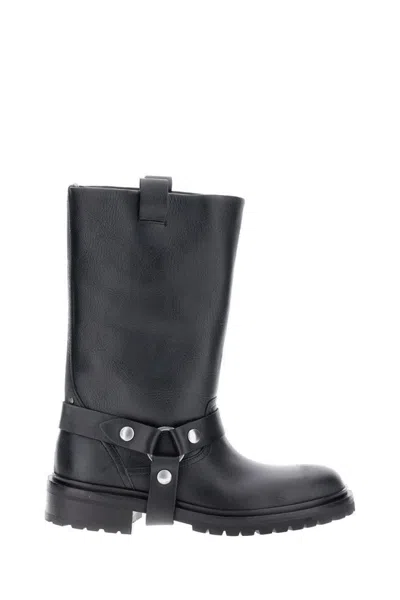 Golden Goose Kurt Boots In Black Leather With Buckle In Black