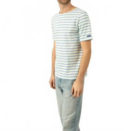 Saint James Levant Modern Tee In Aloe/denim In Blue