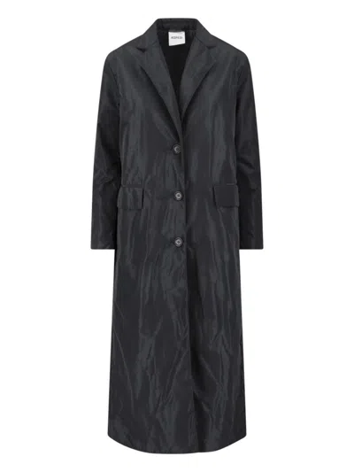 Aspesi Long Jacket With Buttoned Cuffs And Pockets In Black