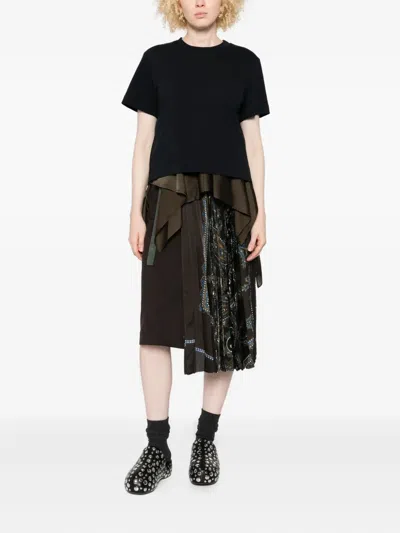 Sacai T-shirt With Voile Back Insert In Blue