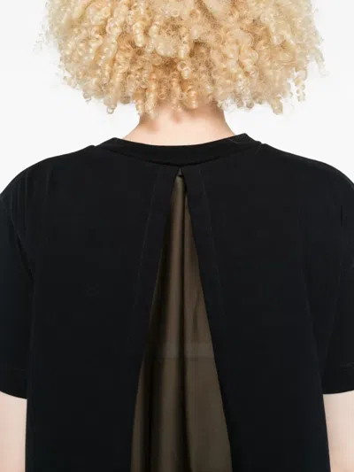 Sacai T-shirt With Voile Back Insert In Blue