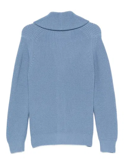 Drumohr Cardigan With Shawl Neck And Patch Pockets In Blue