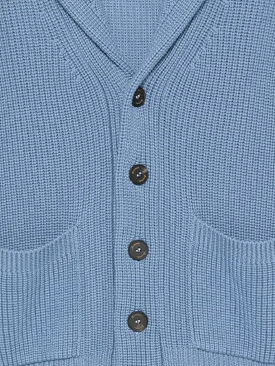 Drumohr Cardigan With Shawl Neck And Patch Pockets In Blue