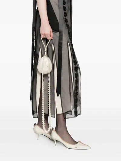 Simone Rocha Bow-detailed Lace-trimmed Chiffon Midi Dress In Black