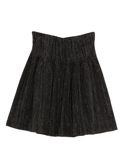 金属感缝线百褶半身裙