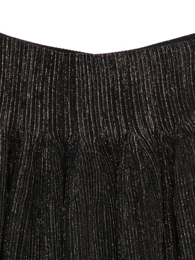 金属感缝线百褶半身裙