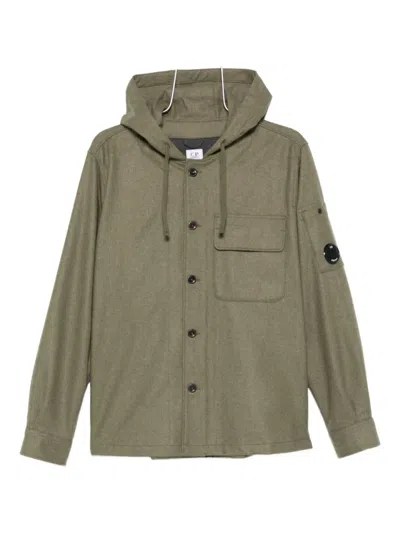 C.p. Company C.p.company Hooded Jacket With Button Closure In Green