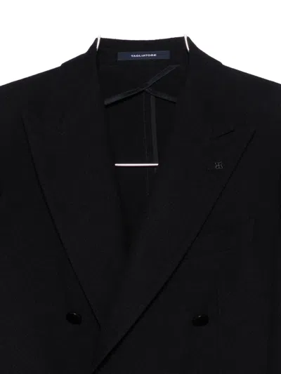 Tagliatore Double-breasted Patch-pocket Jacket In Black