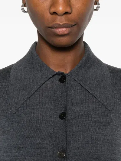 Mark Kenly Domino Tan Button-front Collared Cardigan In Gray