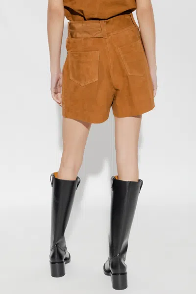 Stand Studio Tan Suede Shorts In Brown
