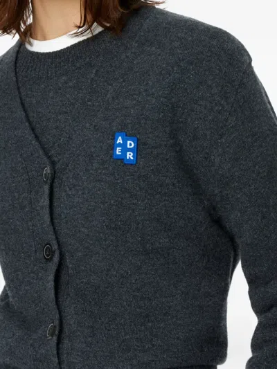 Ader Error Logo-patch Button Cardigan In Black