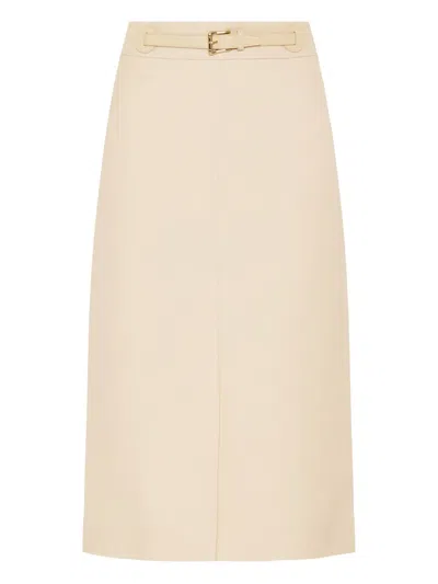 Valentino Crepe Couture Midi Skirt In Neutral
