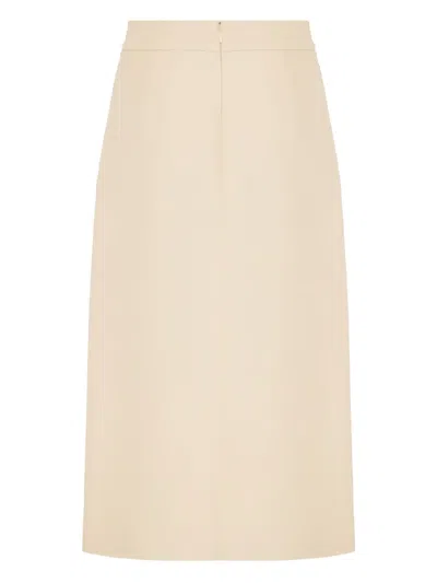Valentino Crepe Couture Midi Skirt In Neutral