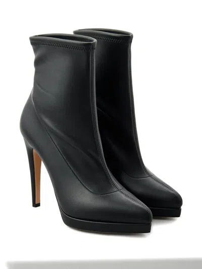 Casadei 100mm Leather Ankle Boots In Black