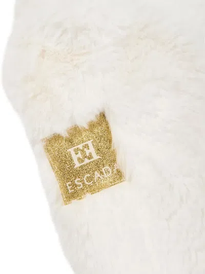 Escada Girls Embroidered Logo Faux Fur Jacket In White