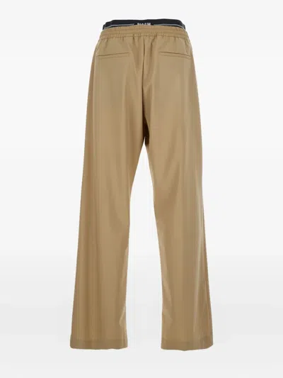 Msgm Beige Wool Pants In Neutral