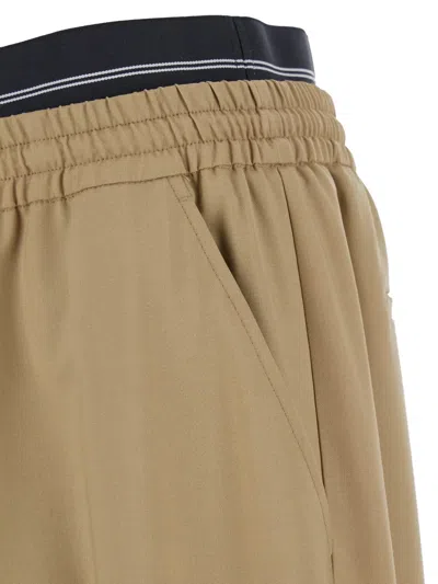 Msgm Beige Wool Pants In Neutral