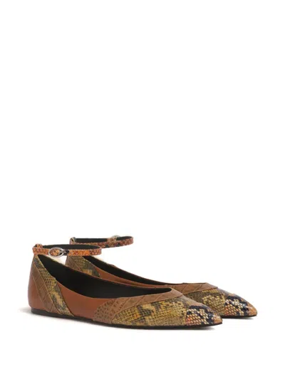 Marni Pointed-toe Ballet Flats With Ankle Strap In Brown