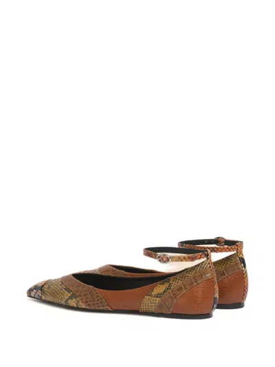 Marni Pointed-toe Ballet Flats With Ankle Strap In Brown