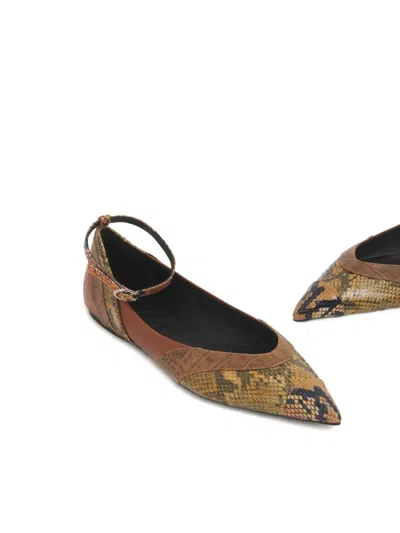 Marni Pointed-toe Ballet Flats With Ankle Strap In Brown