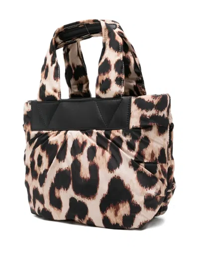 Veecollective Mini Caba Leopard Print Recycled Polyester Tote In White