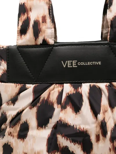 Veecollective Mini Caba Leopard Print Recycled Polyester Tote In White